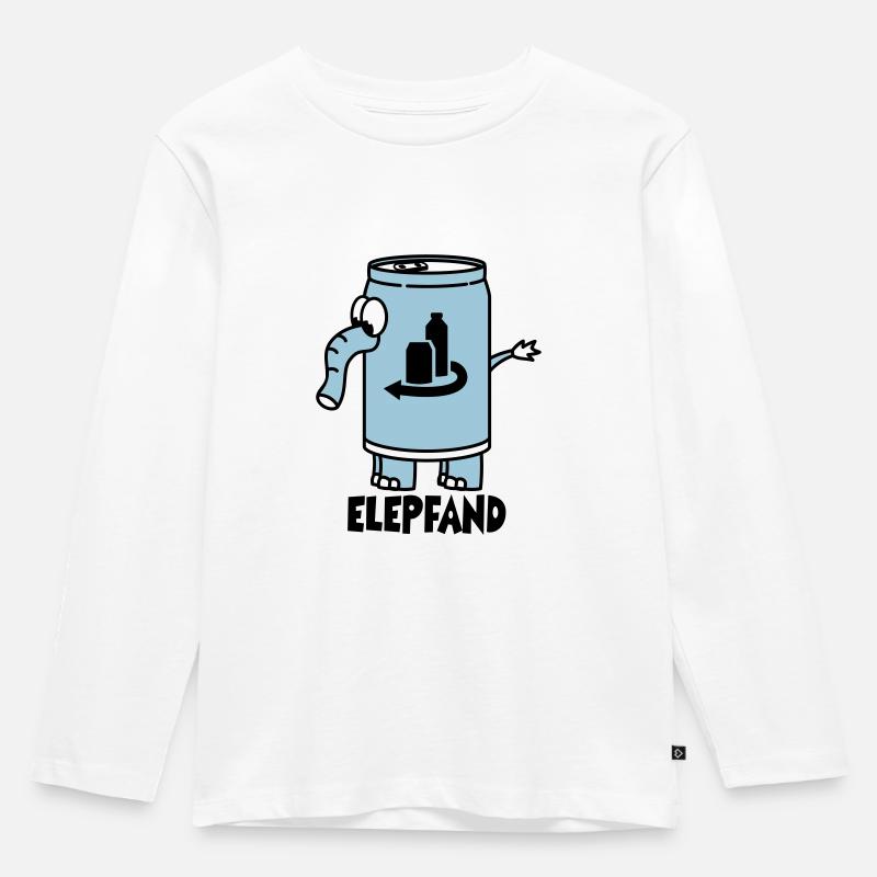 Elefant als Elepfand - schwarze Schrift - Kinder Premium Bio Langarmshirt - Weiß
