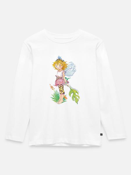 Prinzessin Lillifee mit Blatt - Kinder Premium Bio Langarmshirt - Weiß