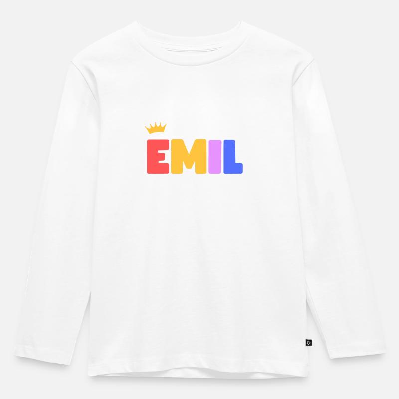Emil! Personalisierbar - Kinder Premium Bio Langarmshirt - Weiß