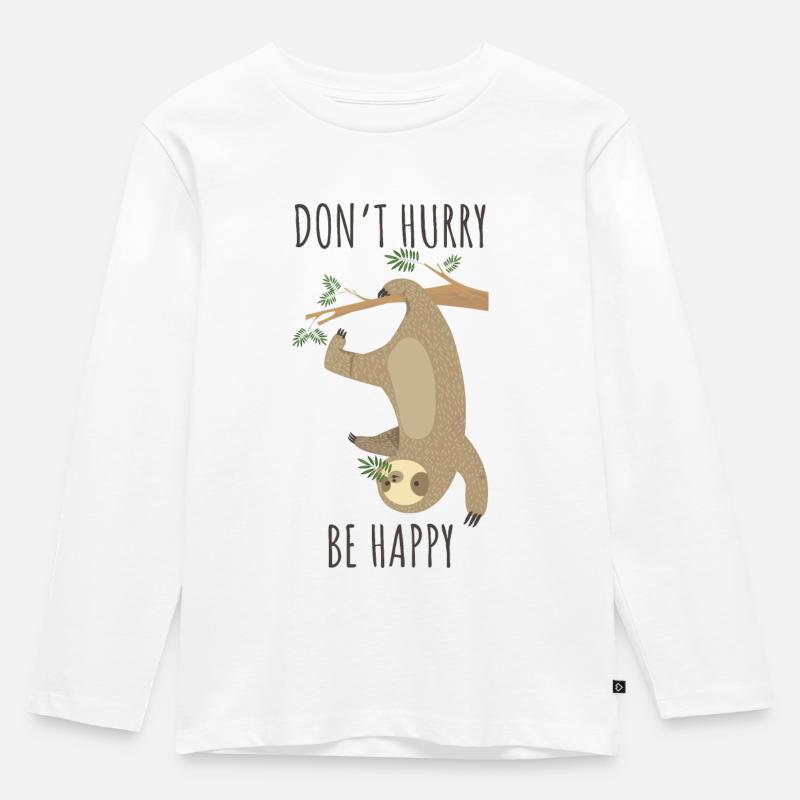 Faultier - Kinder Premium Bio Langarmshirt - Weiß