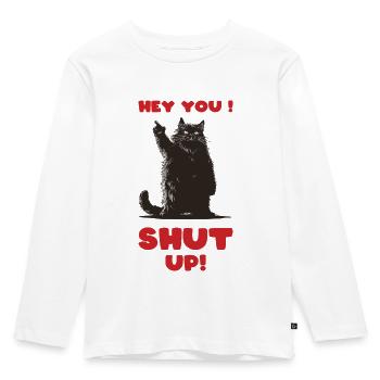 Fat CatFingers - Kinder Premium Bio Langarmshirt - Weiß - Vorne - AI Model Kid Female (0cm)
