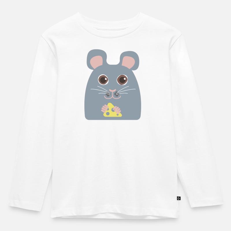 Graue Maus - Kinder Premium Bio Langarmshirt - Weiß