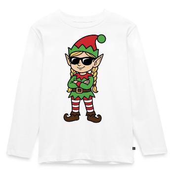Elfe rebelle vert rouge - T-shirt manches longues Premium Enfant - blanc - Devant - AI Model Kid Female (0cm)