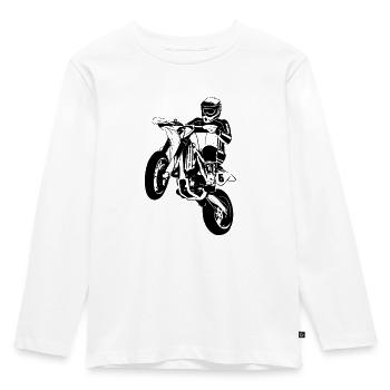 Supermoto - Supermotard - Kinder Premium Bio Langarmshirt - Weiß - Vorne - AI Model Kid Female (0cm)