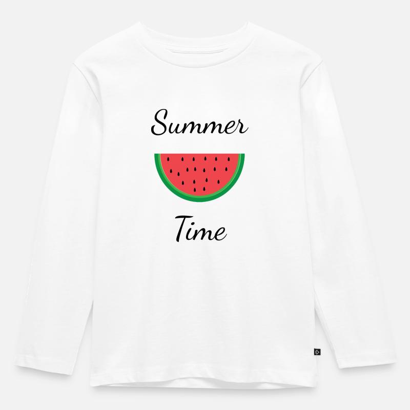 Sommerzeit - Kinder Premium Bio Langarmshirt - Weiß
