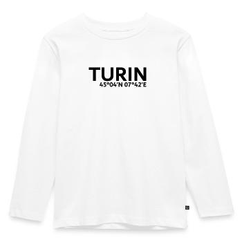 Coordonnées de Turin - T-shirt manches longues Premium Enfant - blanc - Devant - AI Model Kid Female (0cm)