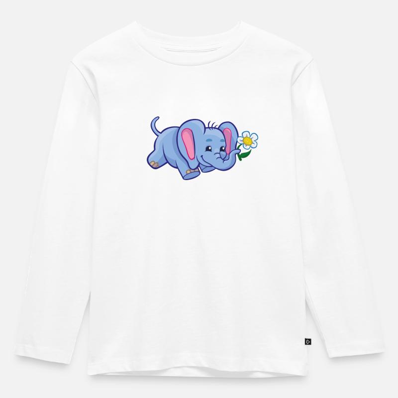 Elefant - Kinder Premium Bio Langarmshirt - Weiß