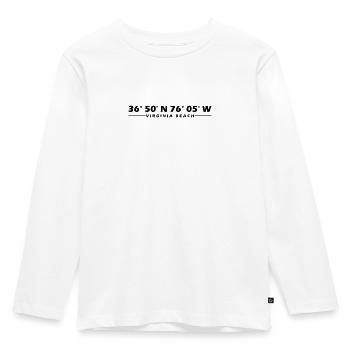 Virginia Beach Koordinaten - Kinder Premium Bio Langarmshirt - Weiß - Vorne - AI Model Kid Female (0cm)