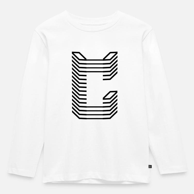 Unique Letter C Logo Design "Schwarz" - Kinder Premium Bio Langarmshirt - Weiß