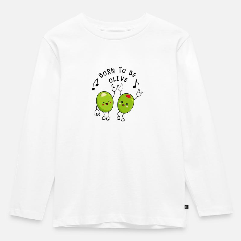 Witzige Sprüche Olive - Kinder Premium Bio Langarmshirt - Weiß
