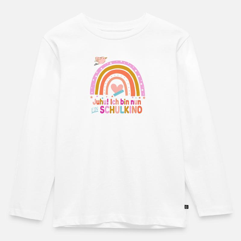 Schulstart - Kinder Premium Bio Langarmshirt - Weiß