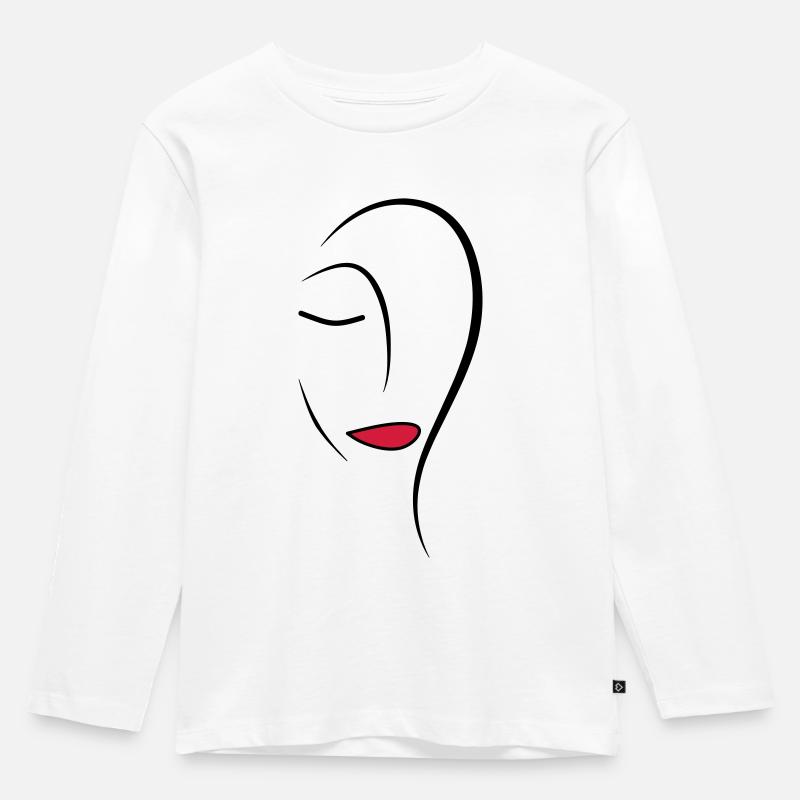 Strichzeichnungen Gesicht - Kinder Premium Bio Langarmshirt - Weiß