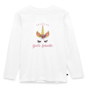 Süßes Einhorn - Ich werde große Schwester - Kinder Premium Bio Langarmshirt - Weiß - Vorne - AI Model Kid Female (0cm)