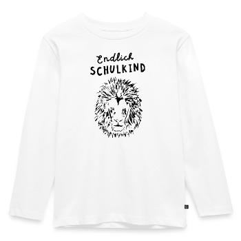 Endlich Schulkind Löwe Einschulung - Kinder Premium Bio Langarmshirt - Weiß - Vorne - AI Model Kid Female (0cm)