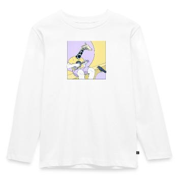 Giraffe and bird are hanging out - Kinder Premium Bio Langarmshirt - Weiß - Vorne - AI Model Kid Female (0cm)