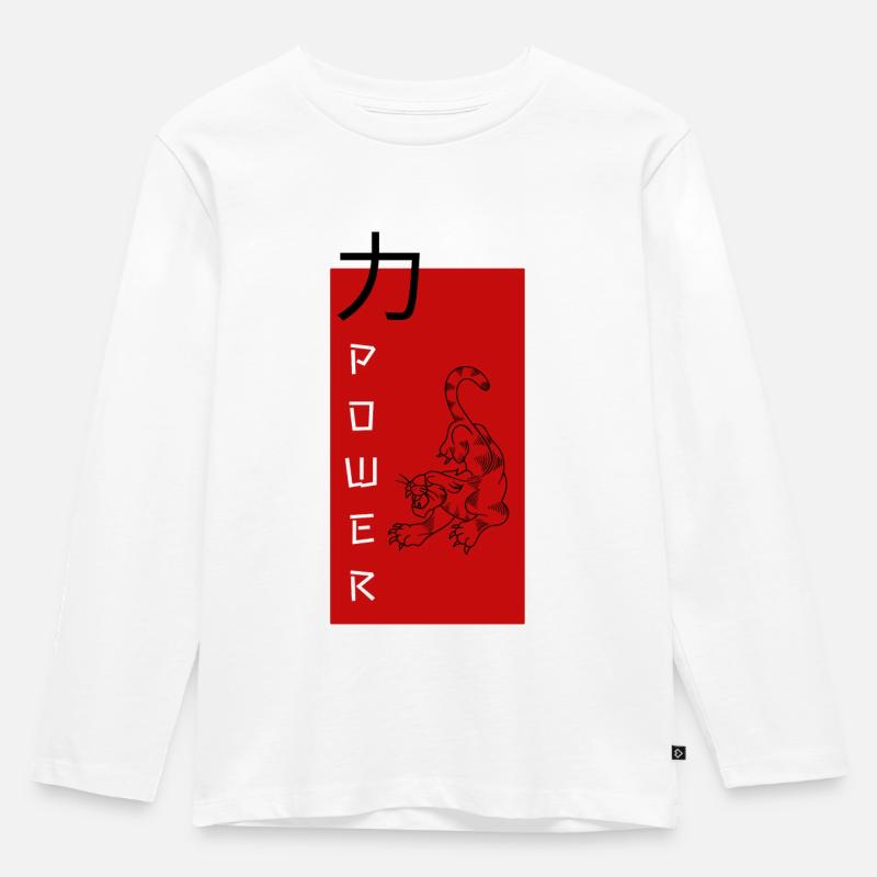 Panther POWER - Kinder Premium Bio Langarmshirt - Weiß