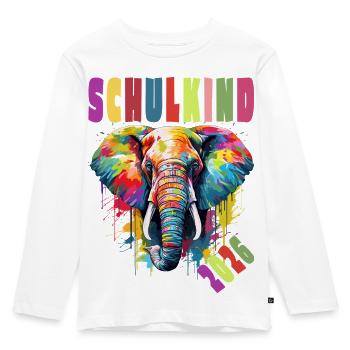 Schulkind 2026 - Erstklässler -  Elefant Tier - Kinder Premium Bio Langarmshirt - Weiß - Vorne - AI Model Kid Female (0cm)
