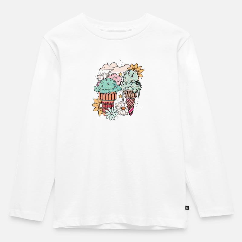 Ice Cream Scape - Kinder Premium Bio Langarmshirt - Weiß