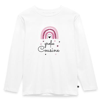 Große Cousine / Regenbogen / Big Cousin - Kinder Premium Bio Langarmshirt - Weiß - Vorne - AI Model Kid Female (0cm)