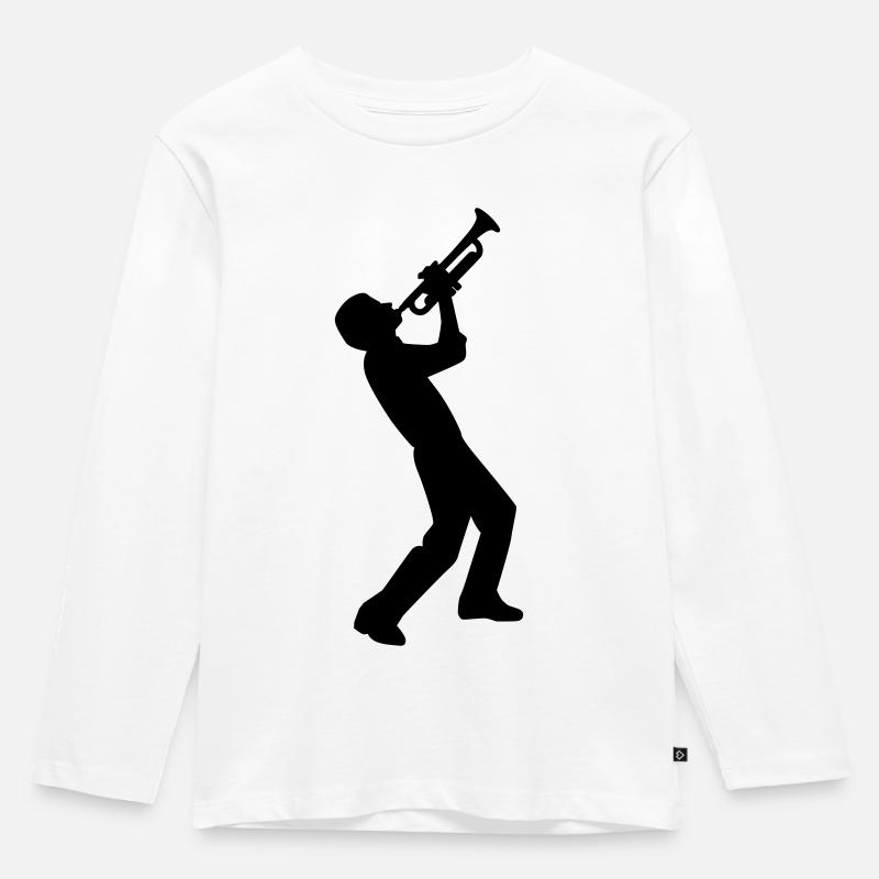 Trompete - Kinder Premium Bio Langarmshirt - Weiß
