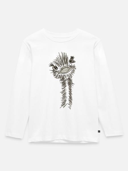 Strauss wildes Tier - Kinder Premium Bio Langarmshirt - Weiß