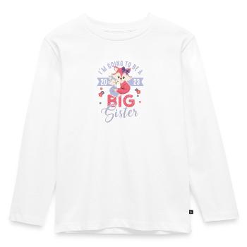 Je vais être big sister 2023 Fox Baby Girl - T-shirt manches longues Premium Enfant - blanc - Devant - AI Model Kid Female (0cm)
