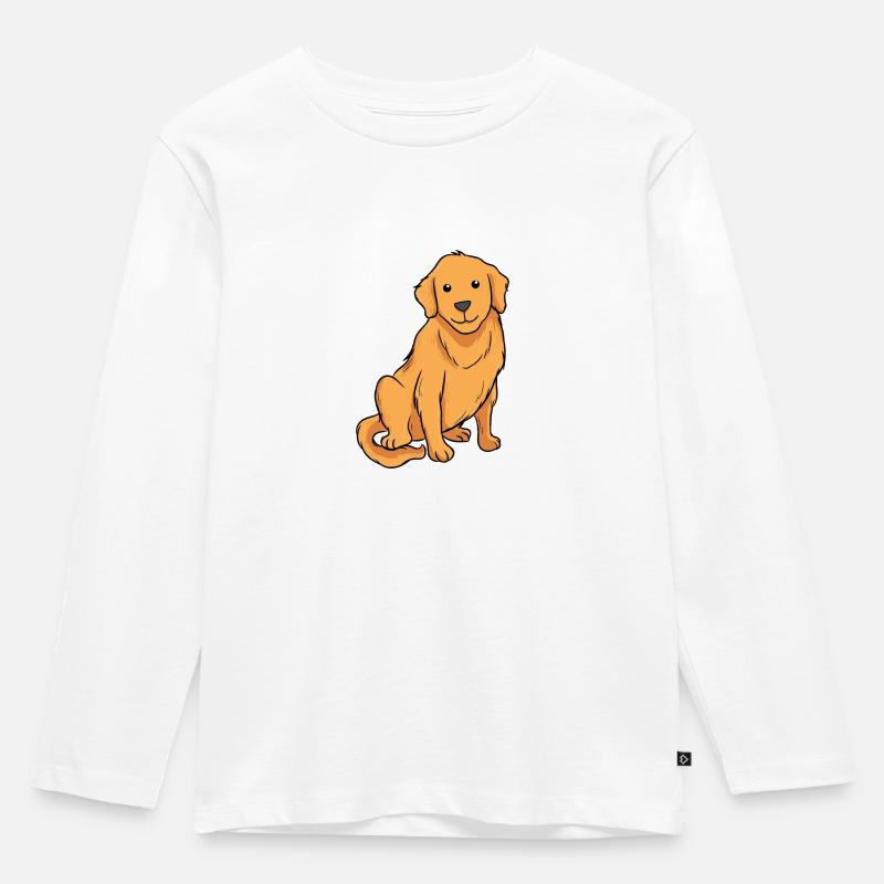Golden Retriever - Kinder Premium Bio Langarmshirt - Weiß