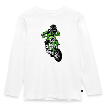 Supermoto - Kinder Premium Bio Langarmshirt - Weiß - Vorne - AI Model Kid Female (0cm)