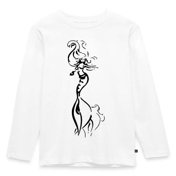 Black drawing mermaid - Kids' Premium Longsleeve Shirt - white - Front - AI Model Kid Female (0cm)