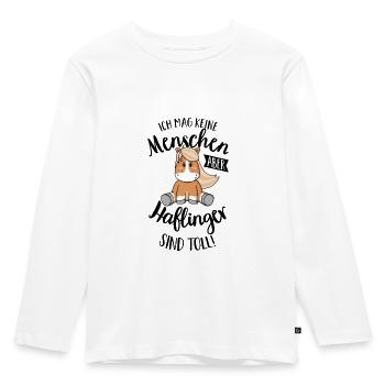 Ich mag keine Menschen - Haflinger Spruch - Pferd - Kinder Premium Bio Langarmshirt - Weiß - Vorne - AI Model Kid Female (0cm)