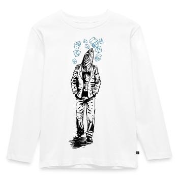 FISHMAN - Kinder Premium Bio Langarmshirt - Weiß - Vorne - AI Model Kid Female (0cm)
