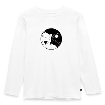 Yin & Yang Cats - Zen Yoga Cat Rest Sun - Kids' Premium Longsleeve Shirt - white - Front - AI Model Kid Female (0cm)