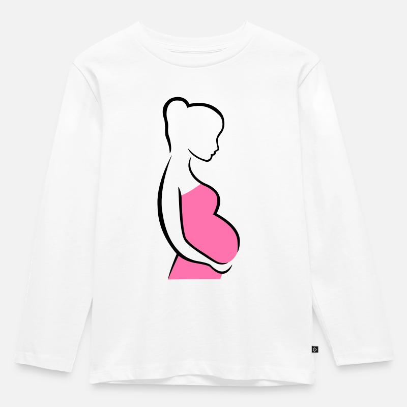 Schwangere Silhouette - Kinder Premium Bio Langarmshirt - Weiß