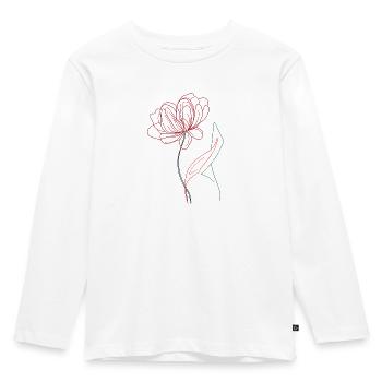 Skizze: Blume - Kinder Premium Bio Langarmshirt - Weiß - Vorne - AI Model Kid Female (0cm)