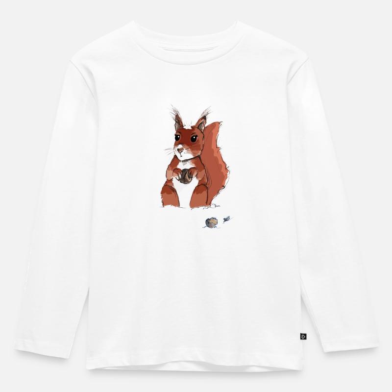 Eichhörnchen - Kinder Premium Bio Langarmshirt - Weiß