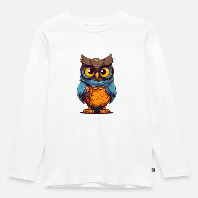 eule - Kinder Premium Bio Langarmshirt - Weiß