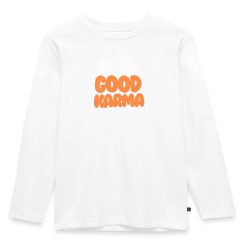 Good Karma Orange - Kinder Premium Bio Langarmshirt - Weiß - Vorne - AI Model Kid Female (0cm)