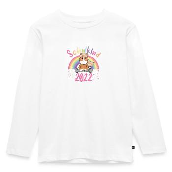 Schulkind 2022 - Pferd Erste Klasse Einschulung - Kinder Premium Bio Langarmshirt - Weiß - Vorne - AI Model Kid Female (0cm)