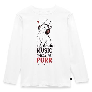 Katze Musik Kopfhörer Purr Geschenk - Kinder Premium Bio Langarmshirt - Weiß - Vorne - AI Model Kid Female (0cm)