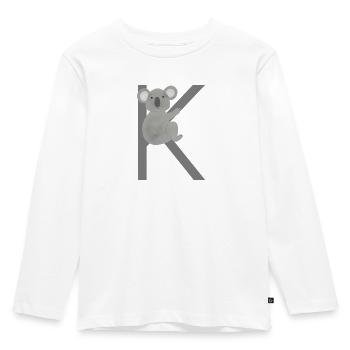 K - KOALA - ABC, Alphabet, Lettre, Animal, Nom - T-shirt manches longues Premium Enfant - blanc - Devant - AI Model Kid Female (0cm)