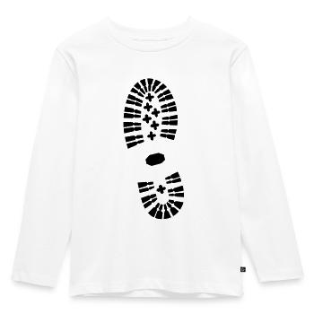 shoe, shoe print, hiking - Kids' Premium Longsleeve Shirt - white - Front - AI Model Kid Female (0cm)