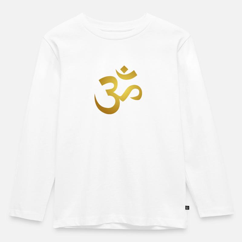 AUM OM - Kinder Premium Bio Langarmshirt - Weiß