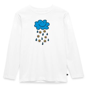 Rain cloud, raindrop, sun, summer, spring, weather - Kids' Premium Longsleeve Shirt - white - Front - AI Model Kid Female (0cm)