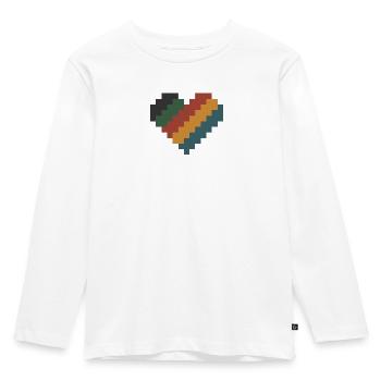 Retro Pixel Herz - Kinder Premium Bio Langarmshirt - Weiß - Vorne - AI Model Kid Female (0cm)