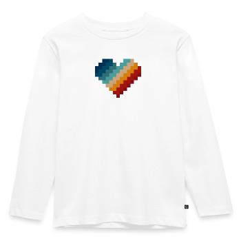Retro Pixel Herz - Kinder Premium Bio Langarmshirt - Weiß - Vorne - AI Model Kid Female (0cm)