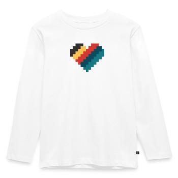 Retro Pixel Herz - Kinder Premium Bio Langarmshirt - Weiß - Vorne - AI Model Kid Female (0cm)