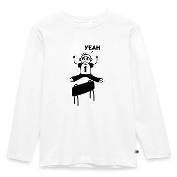 Bockspringen yeah - Kinder Premium Bio Langarmshirt - Weiß - Vorne - AI Model Kid Female (0cm)