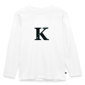 Buchstabe K Monogramm, Grün und Silber - Cool Galaxy - Kinder Premium Bio Langarmshirt - Weiß - Vorne - AI Model Kid Female (0cm)