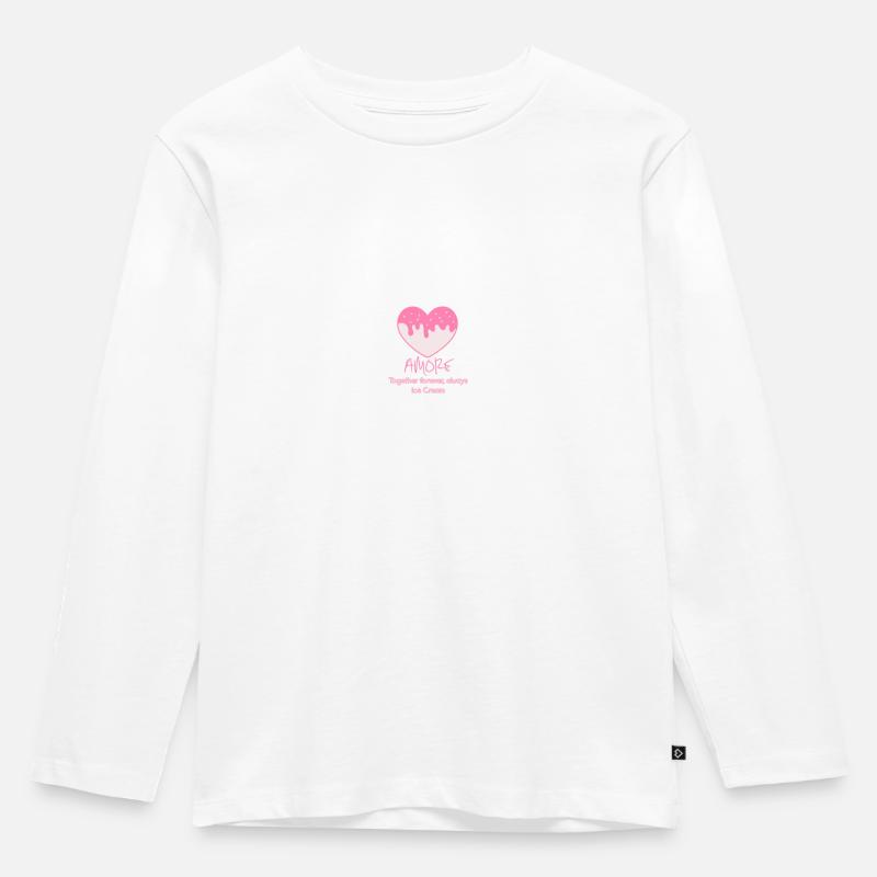 Herz-Eiscreme-rosa Logo - Kinder Premium Bio Langarmshirt - Weiß