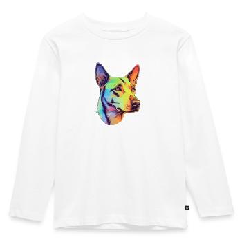 Feminine Neon Realism German Shepherd - Kids' Premium Longsleeve Shirt - white - Front - AI Model Kid Female (0cm)